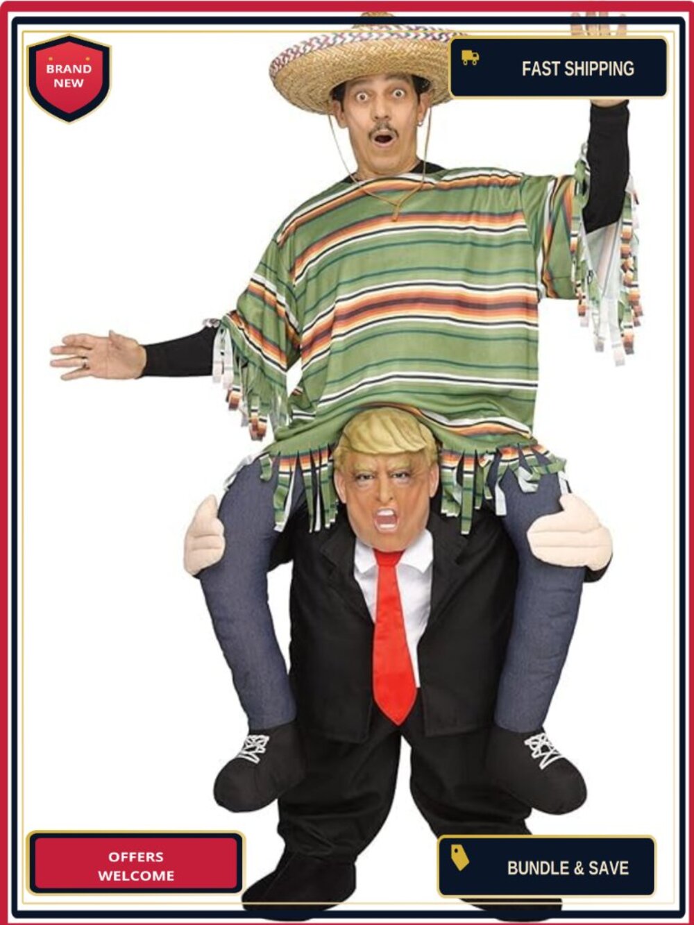 Ride On Trump Mascot Costume Halloween Carnival Outfit Adult One Size Fits All